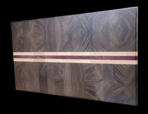 Black Walnut, Eastern Maple and Purpleheart Butcher Block Board