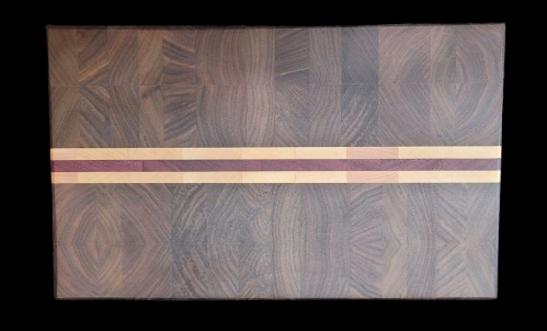 Black Walnut, Eastern Maple and Purpleheart Butcher Block Board